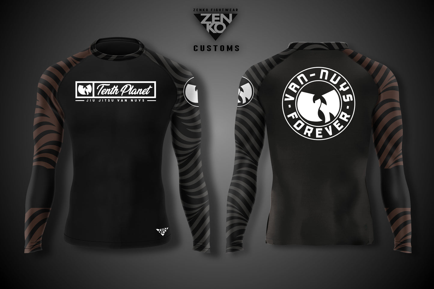 10th Planet Van Nuys "Forever" Long Sleeve Ranked Rashguard (Brown)
