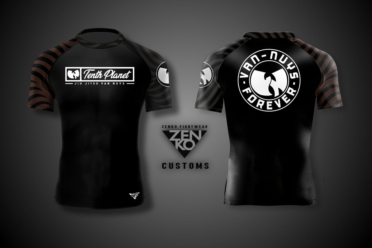 10th Planet Van Nuys "Forever" Short Sleeve Ranked Rashguard (Brown)