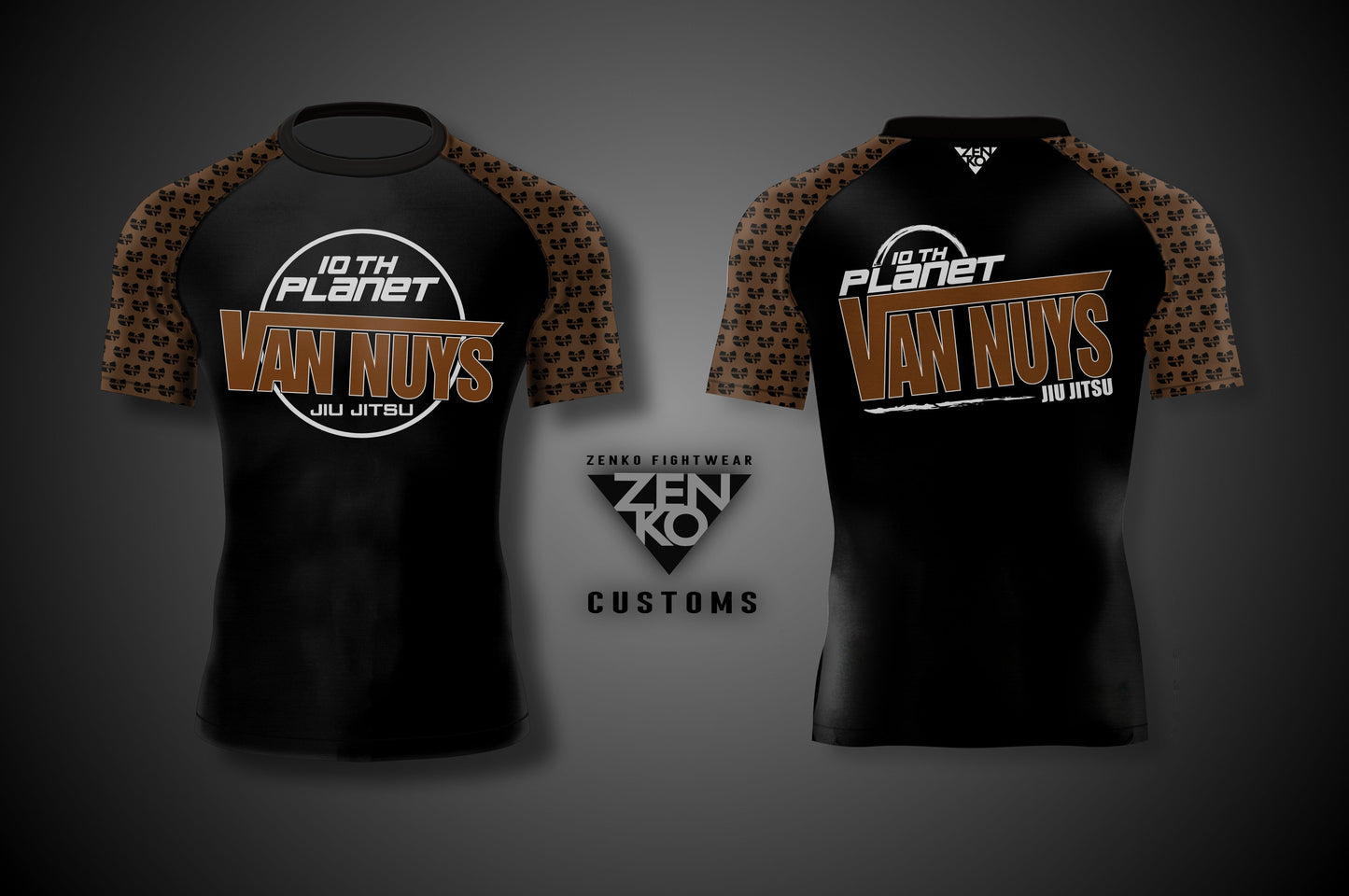 10th Planet Van Nuys Short Sleeve Ranked Rashguard (Brown)
