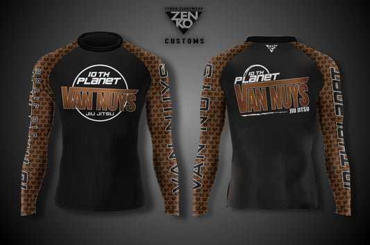 10th Planet Van Nuys Long Sleeve Ranked Rashguard (Brown)