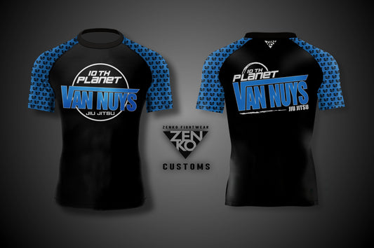 10th Planet Van Nuys Short Sleeve Ranked Rashguard (Blue)