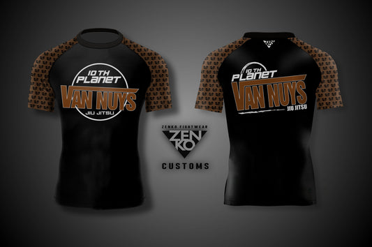 10th Planet Van Nuys Short Sleeve Ranked Rashguard (Brown)